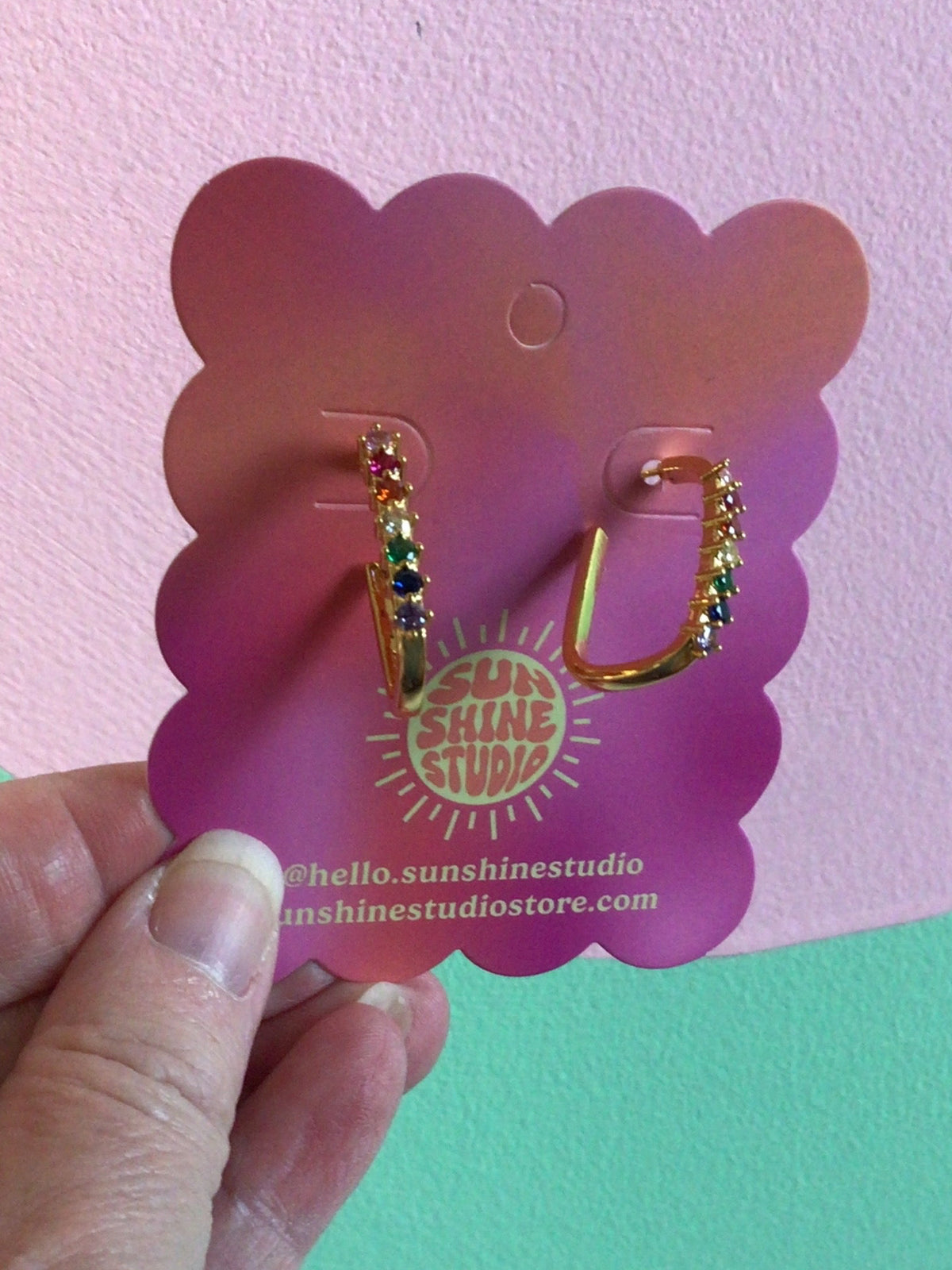Rainbow Gem Open Hoop