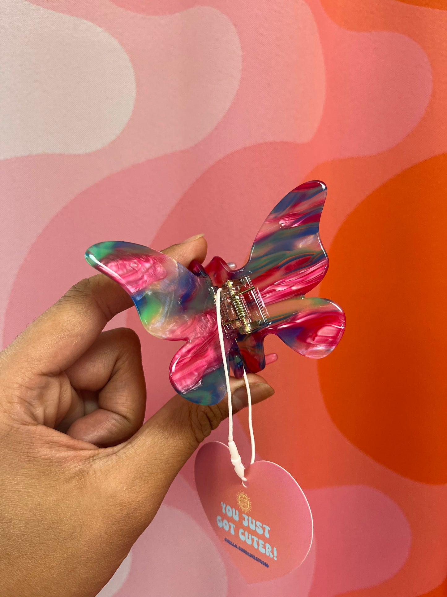 Simple Marble Butterfly Hair Claw