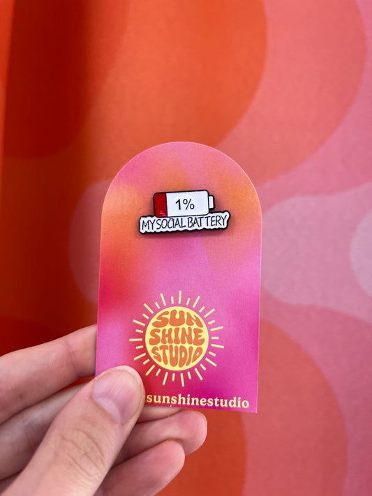 Low Social Battery Enamel Pin