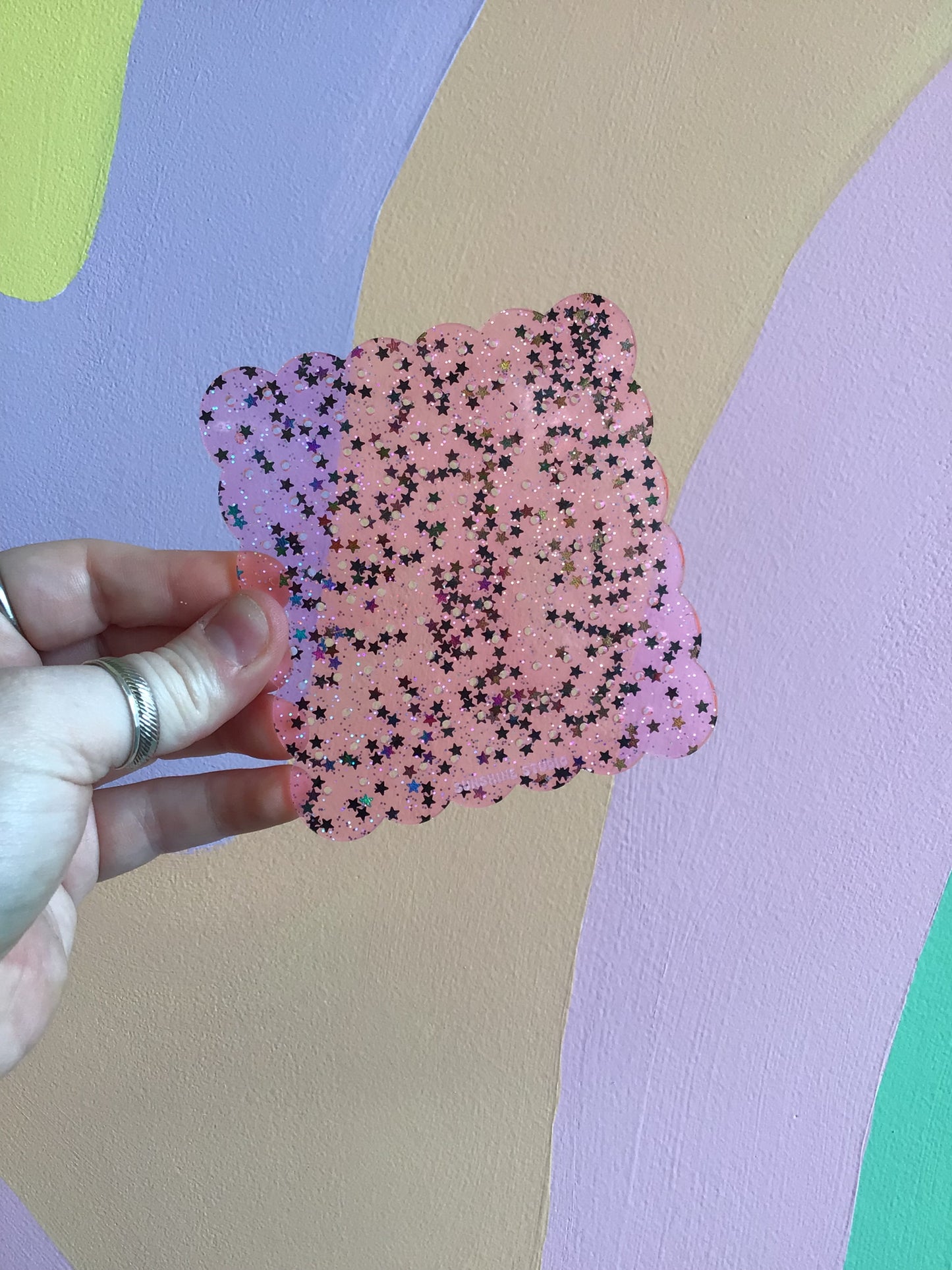 Pink Star Confetti Travel Earring Holder