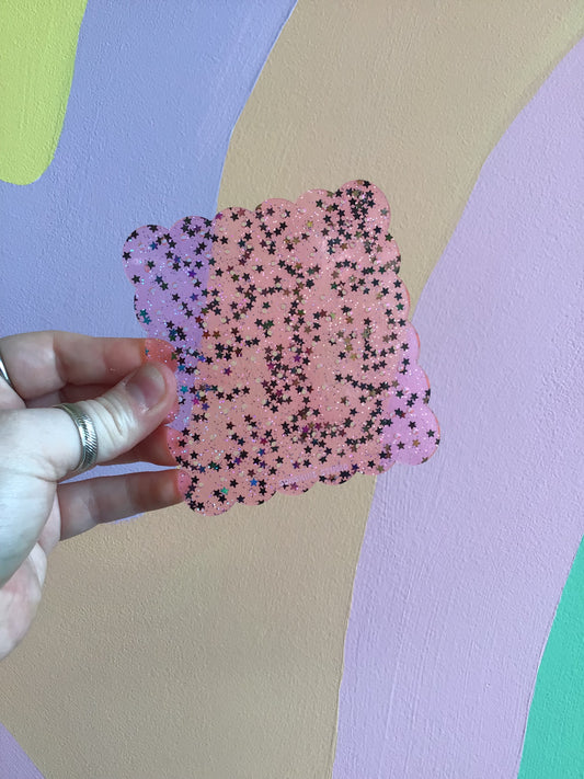 Pink Star Confetti Travel Earring Holder