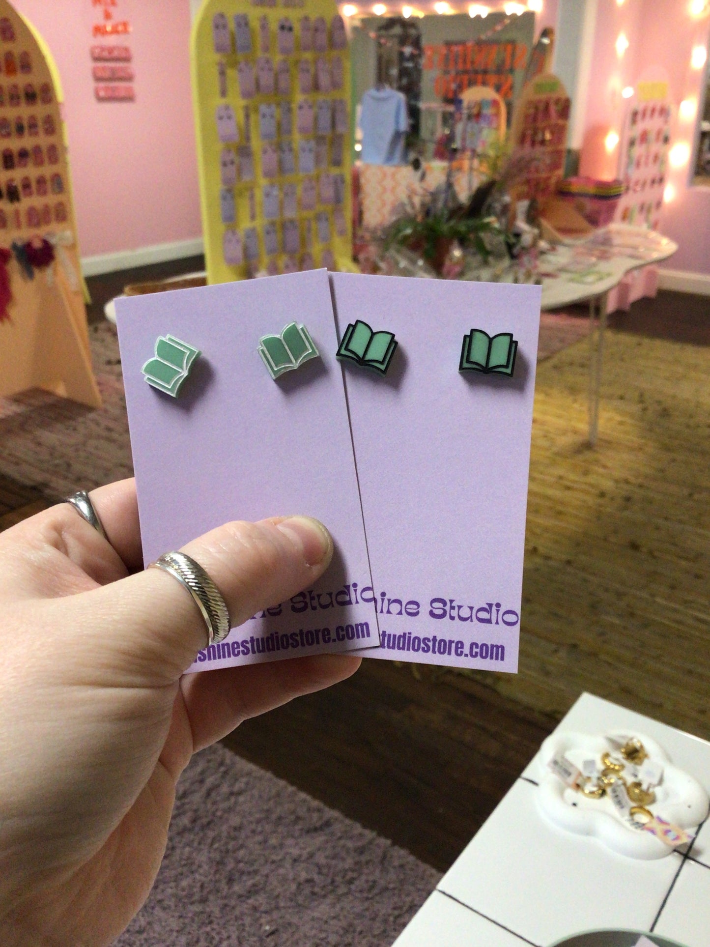 Open Book Tiny Stud Earrings