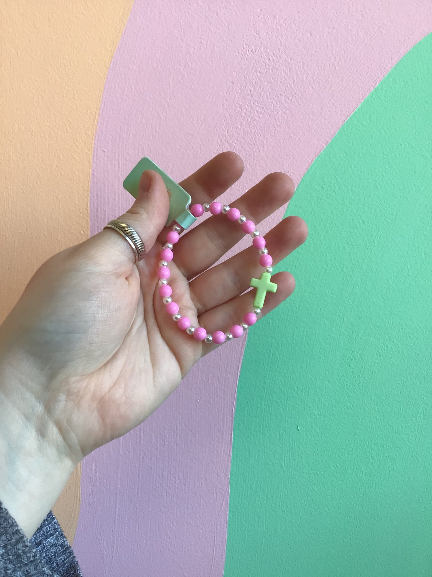 Pastel Cross Beaded Bracelet