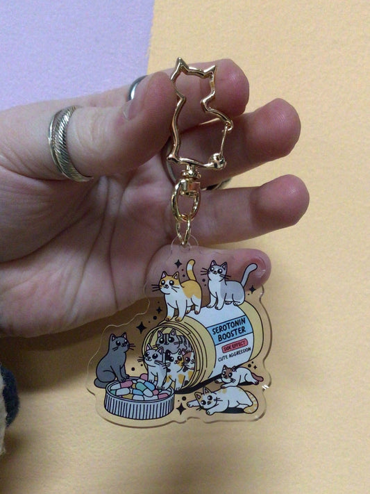 "Serotonin Booster" Cats Keychain