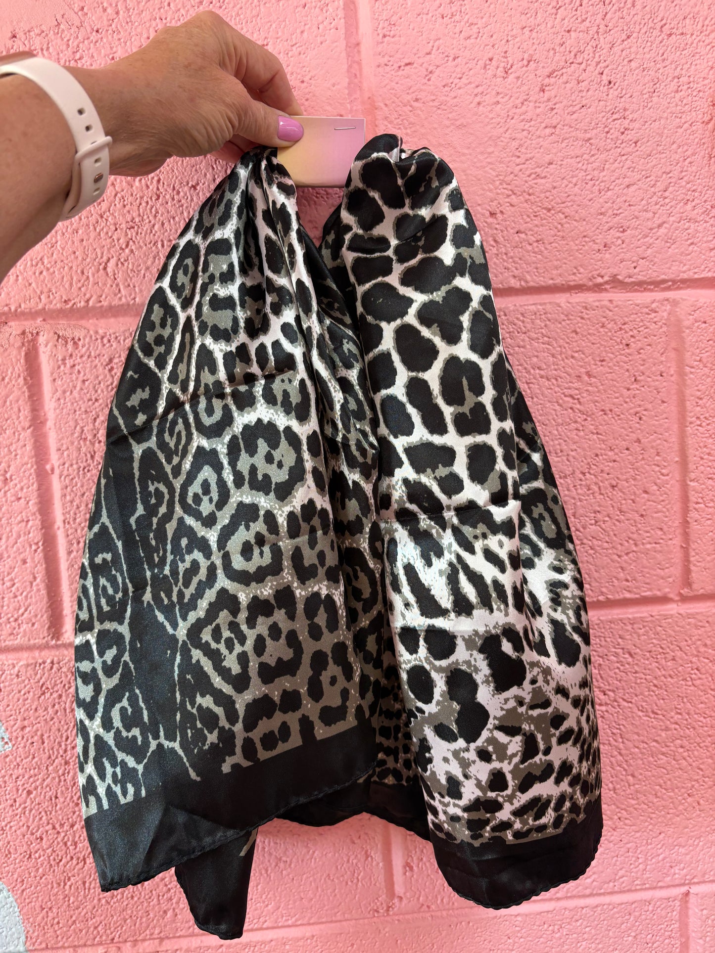 Leopard Print Silk Poly Blend Bandana