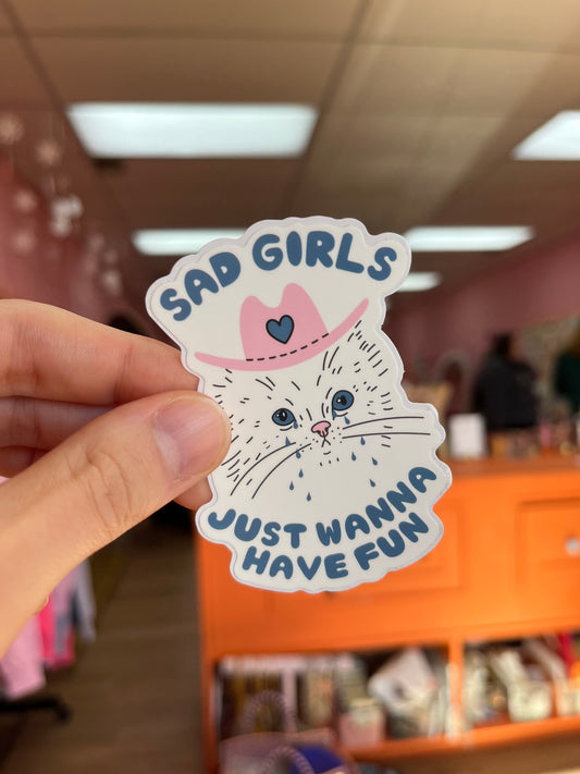 Sad Girls Cat Sticker