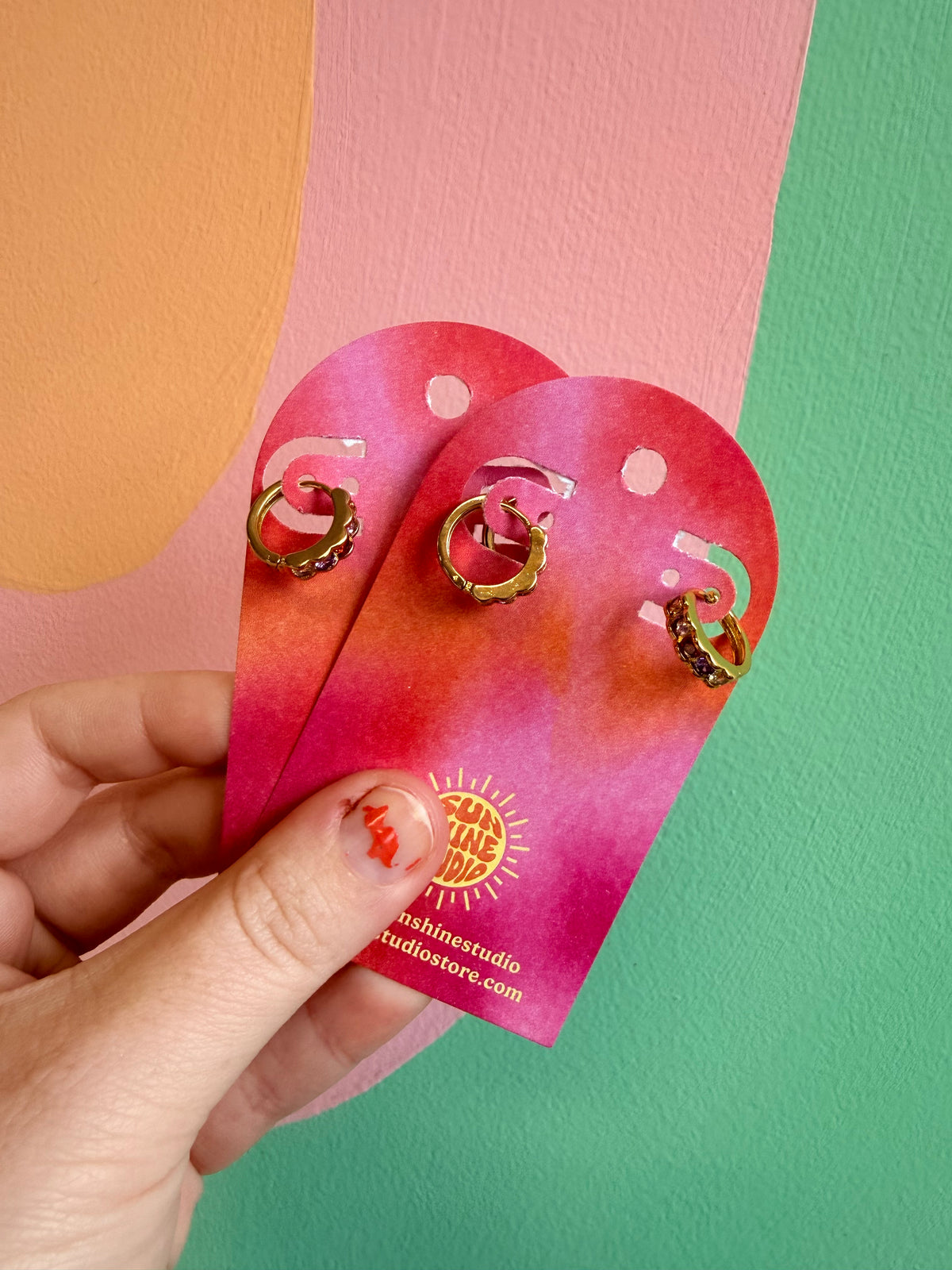 Colorful Scallop Gem Hoops