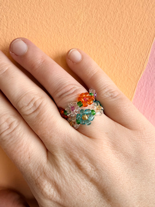 Delicate Floral Beaded Rings