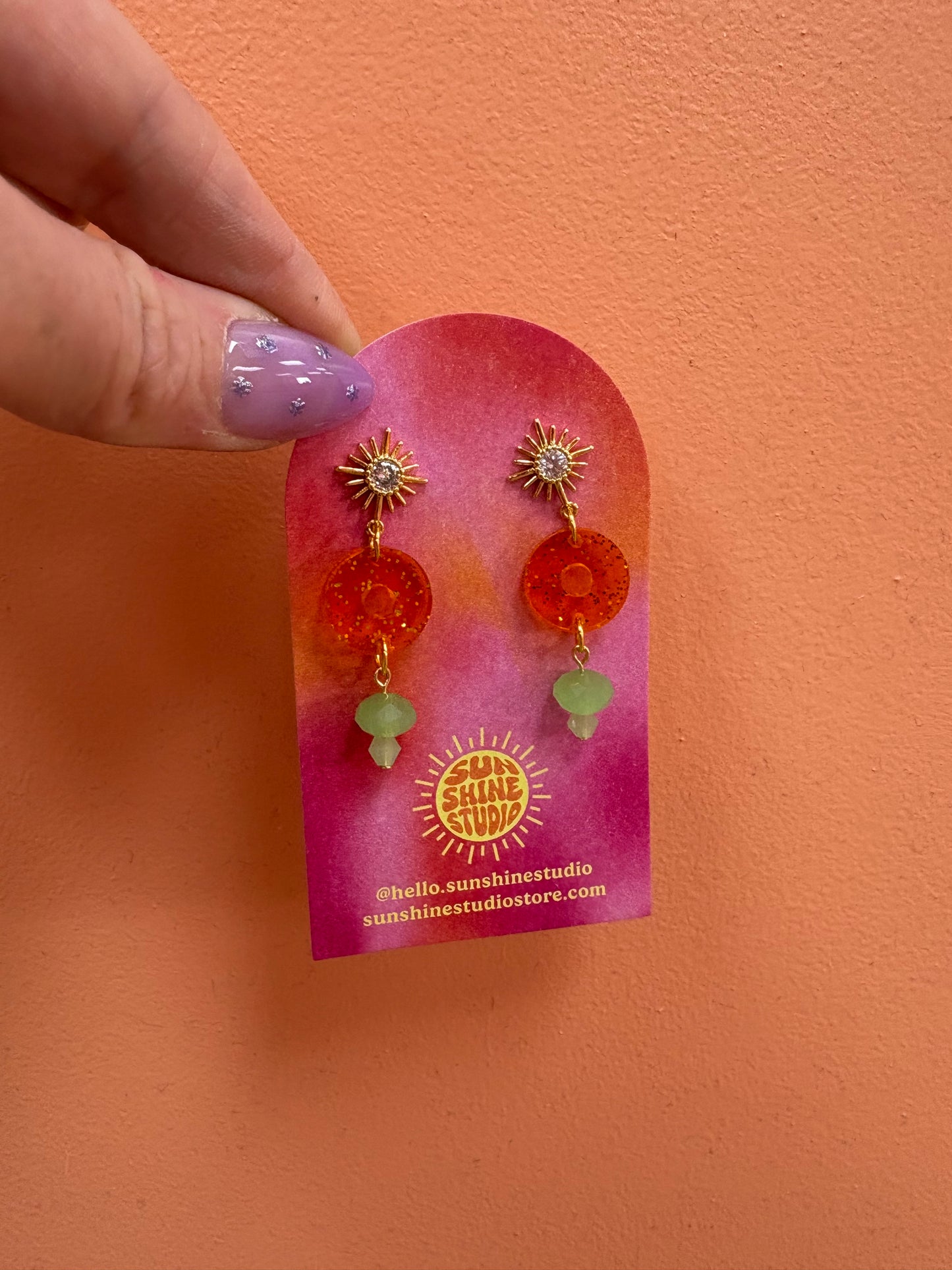 Orange Sparkly Album Dangle Earring
