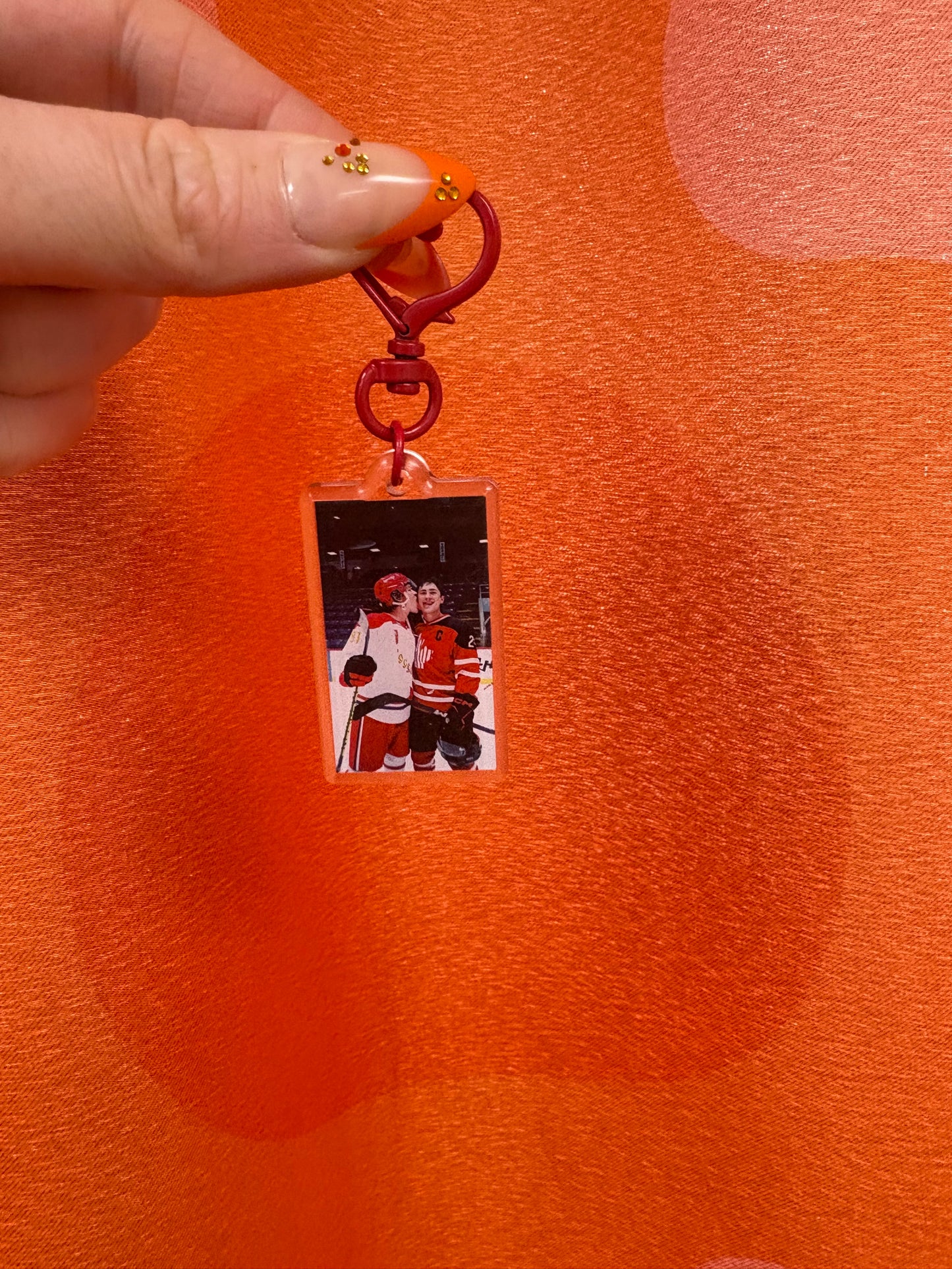 Heated Rivalry Hockey Kisses Bag Charm Keychain