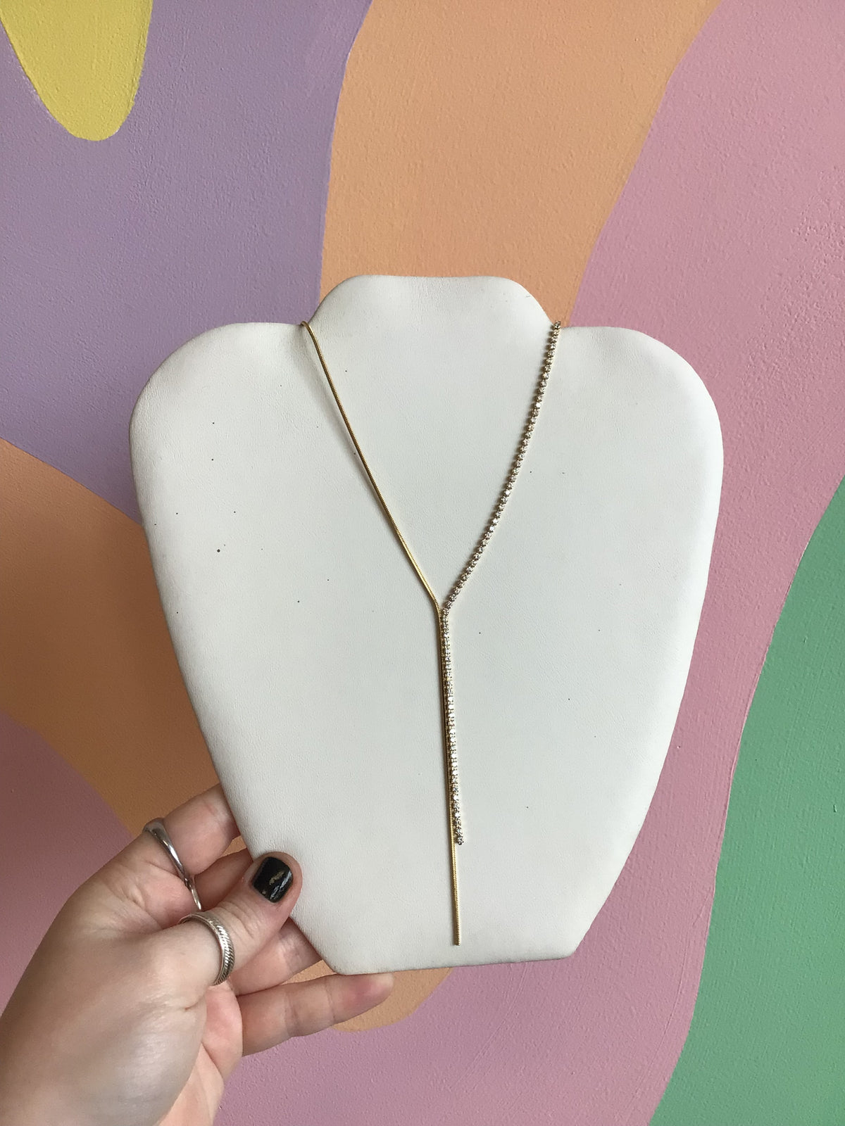 Long Sparkly Bolo Necklace