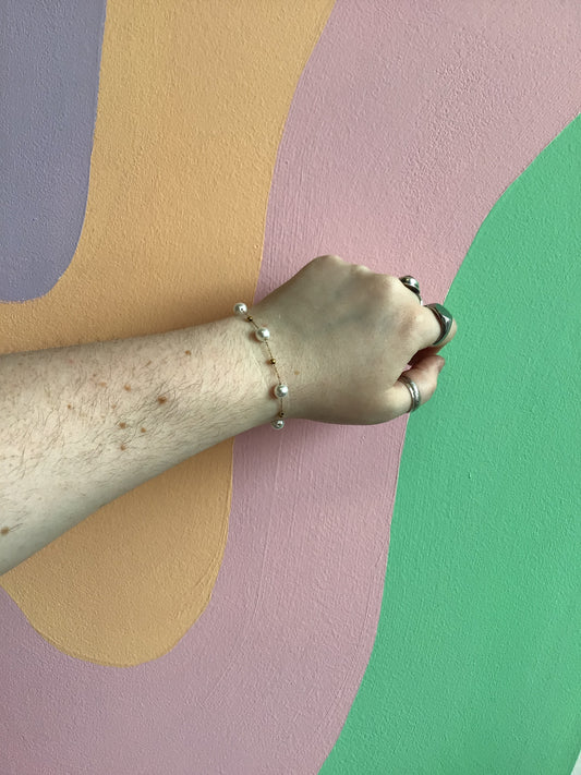 String of Pearls Titanium Bracelet