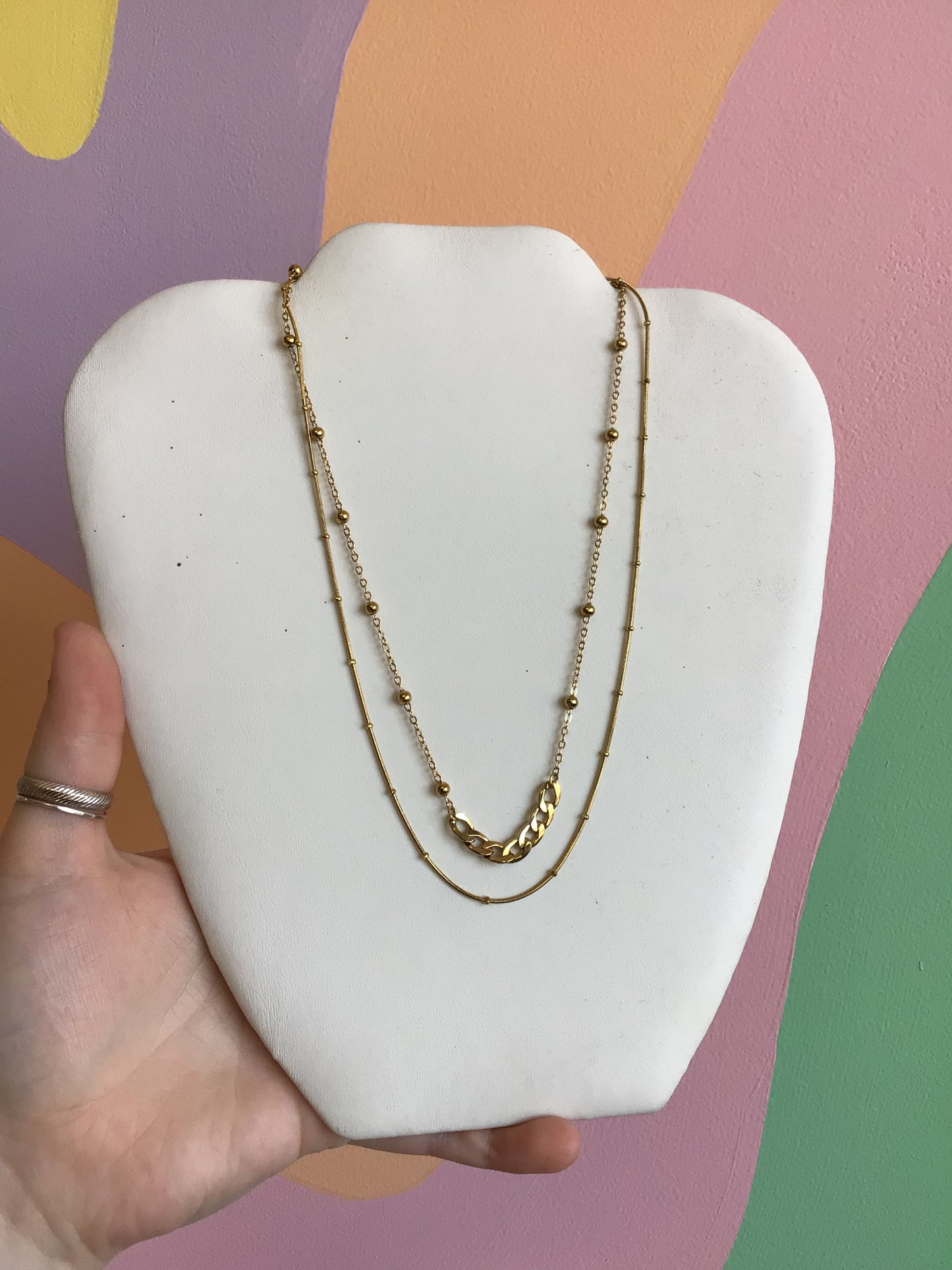 Titanium Layered Texture Play Necklace