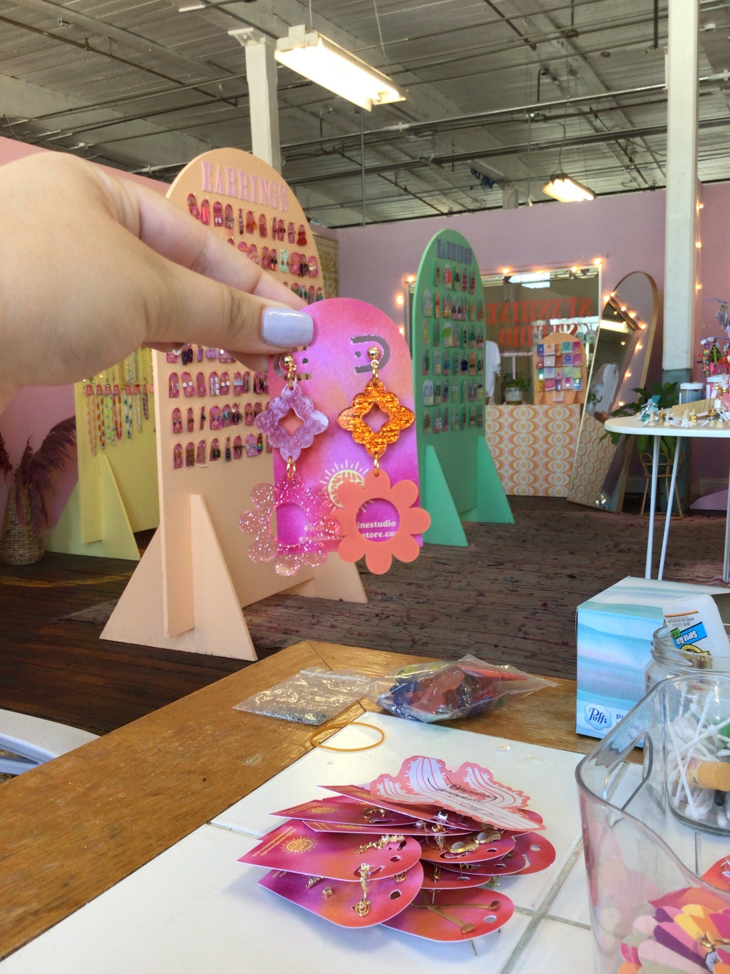 Pink + orange dangles