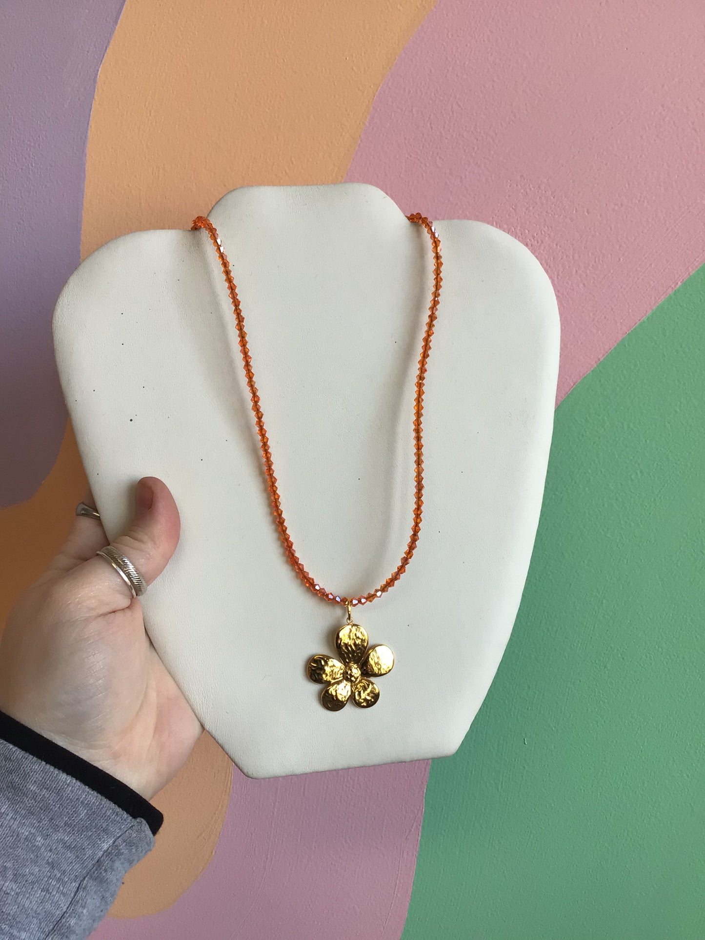 Single Color Glass Beaded Charm Necklace