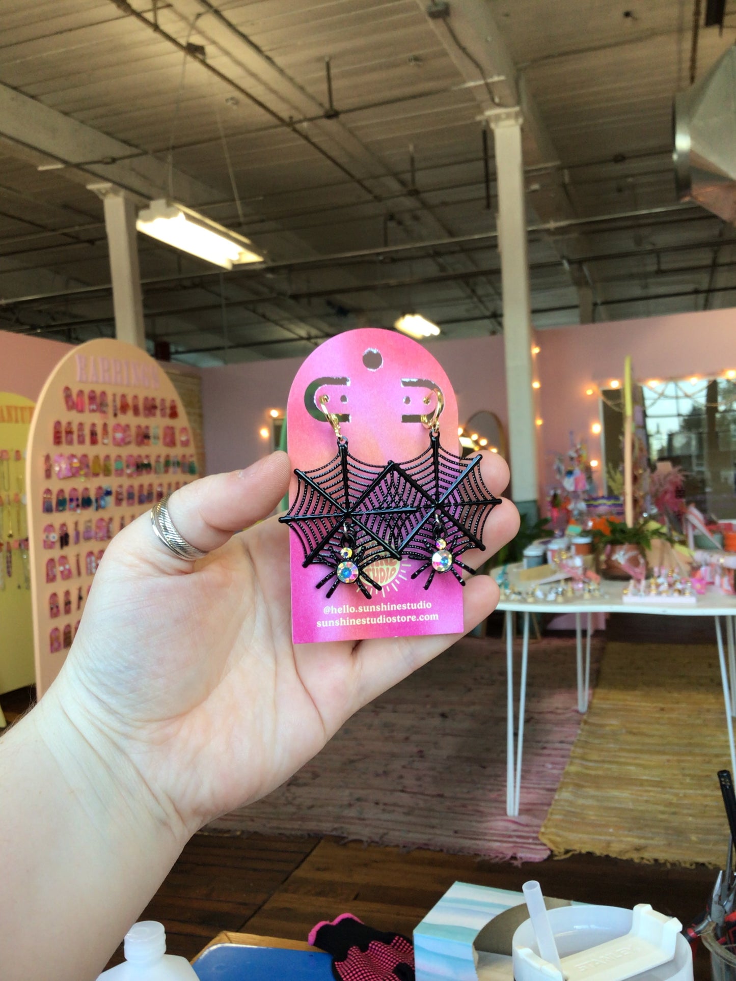 Bat and Spider Charm Earrings