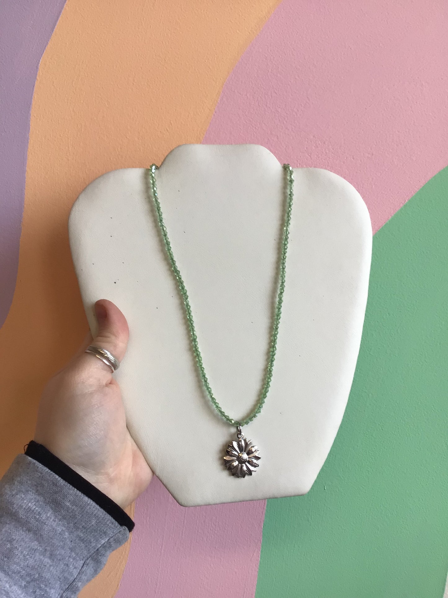 Single Color Glass Beaded Charm Necklace