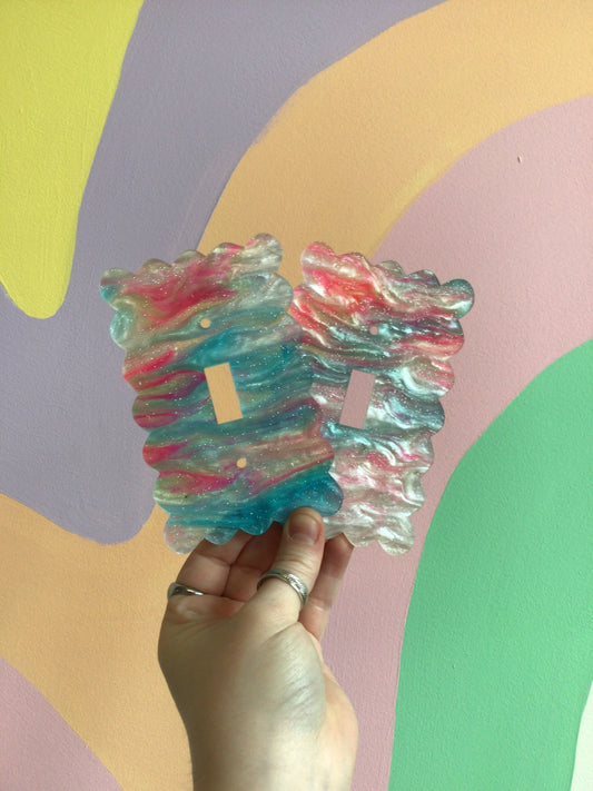 Pink and Blue Glitter Swirl Outlet Covers
