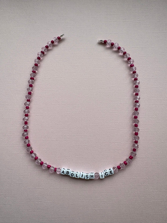 Abolish ICE Pink pattern necklace or bag charm
