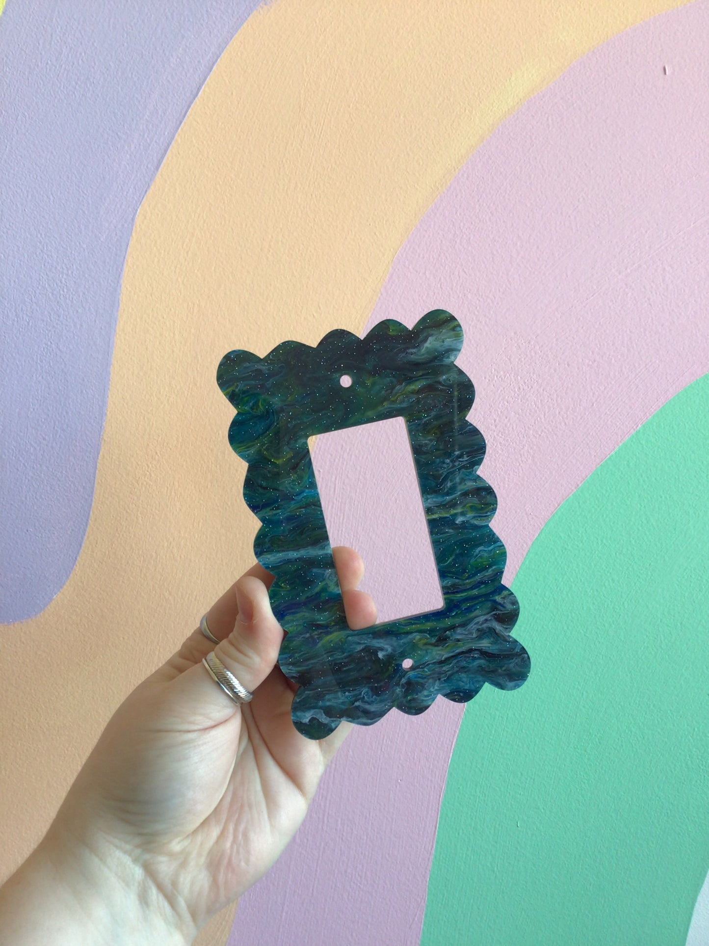 Green Galaxy Glitter Outlet Covers