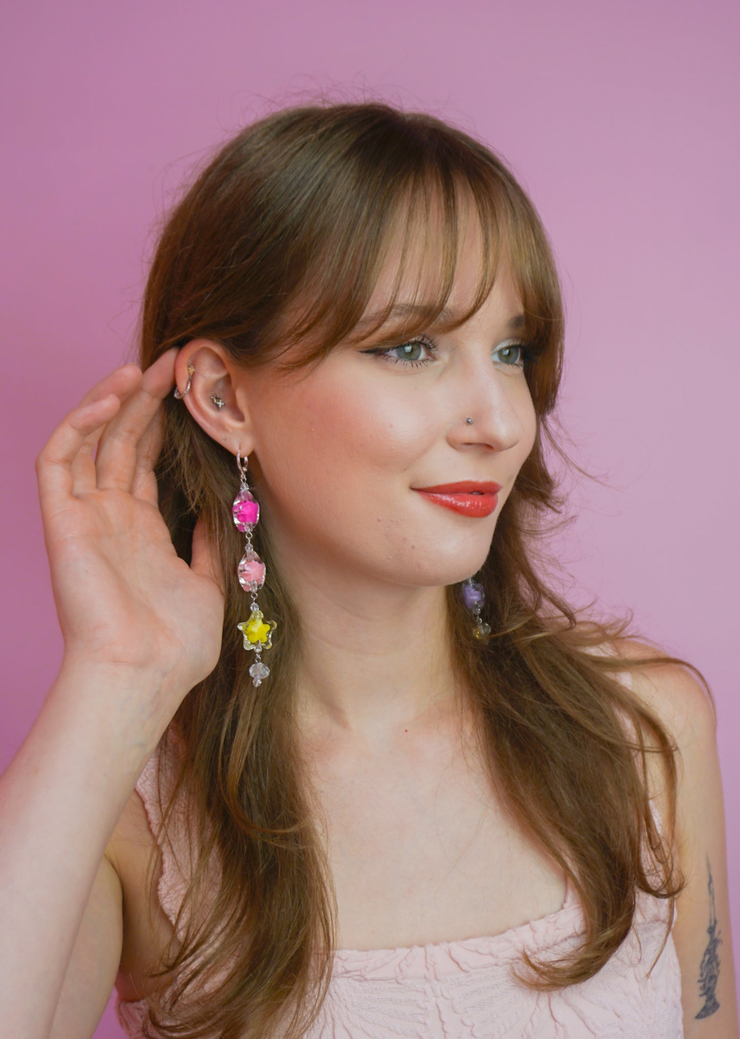 Stardust Beaded Rainbow Dangle Earring