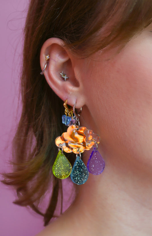 Pride Large Raindrop Cloud Earrings