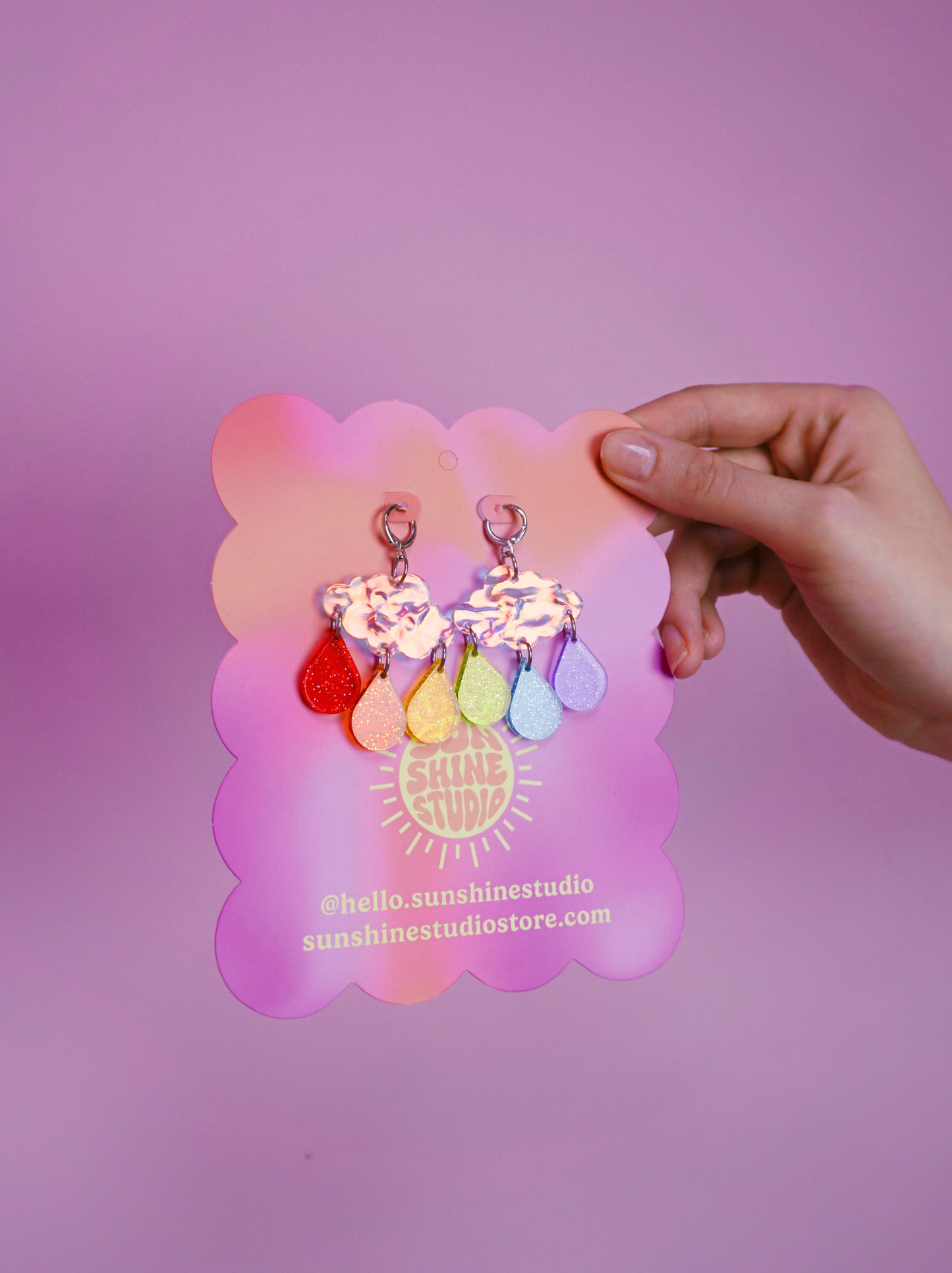 Pride Large Raindrop Cloud Earrings