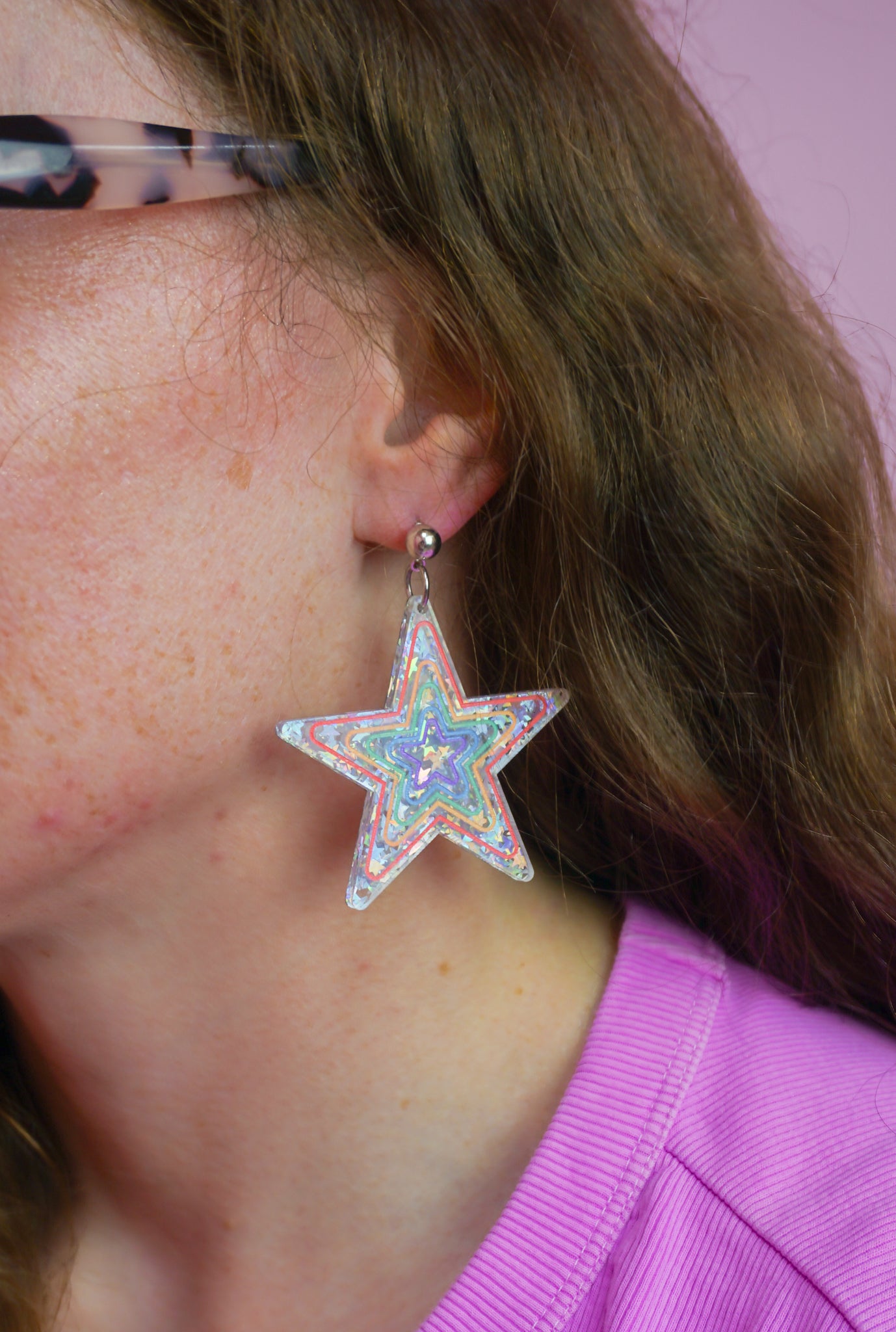 Stripey Starburst Rainbow Earring