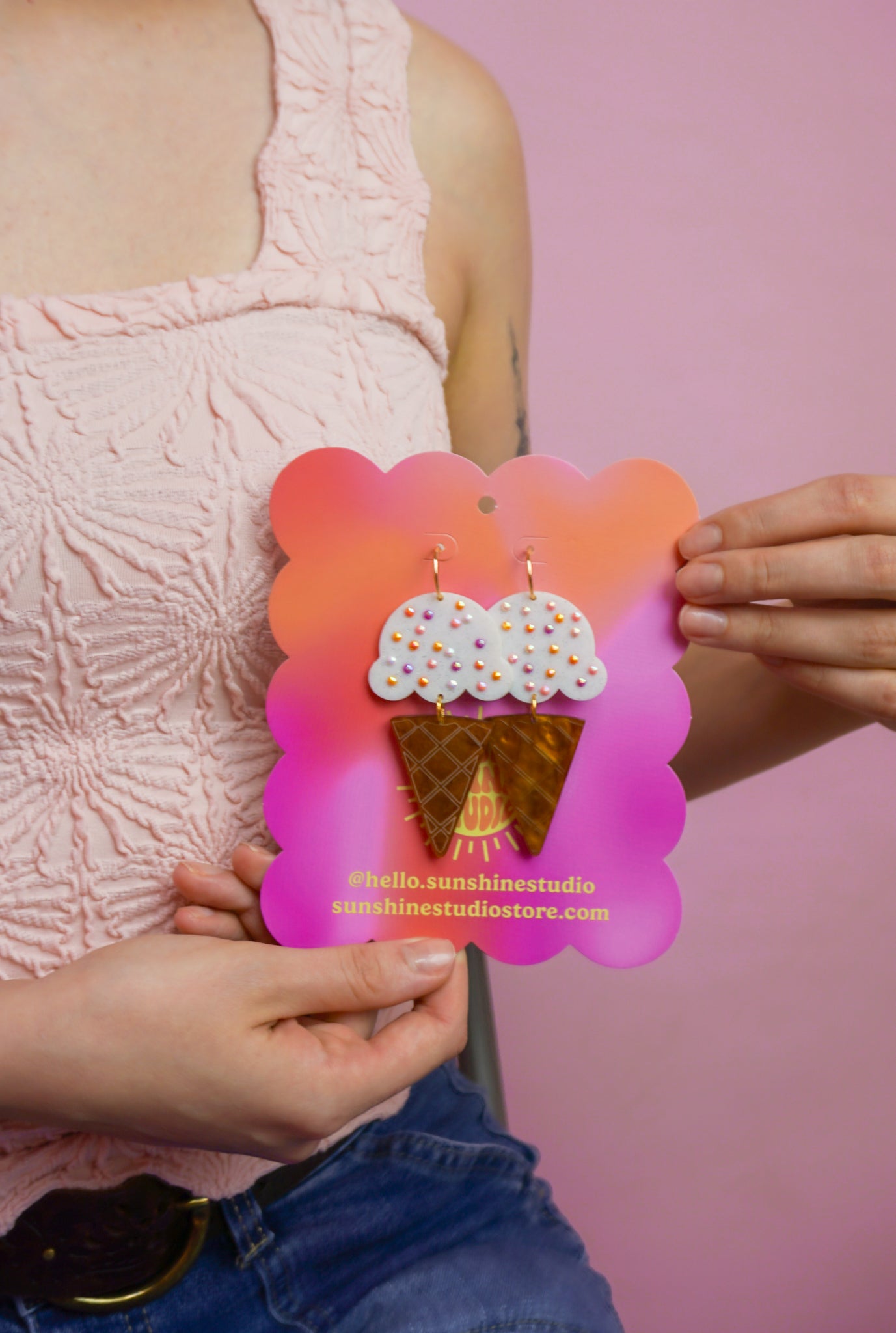 Pride Ice Cream with Sprinkles Dangle Earrings