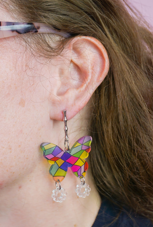 Stained Glass Butterfly Earring
