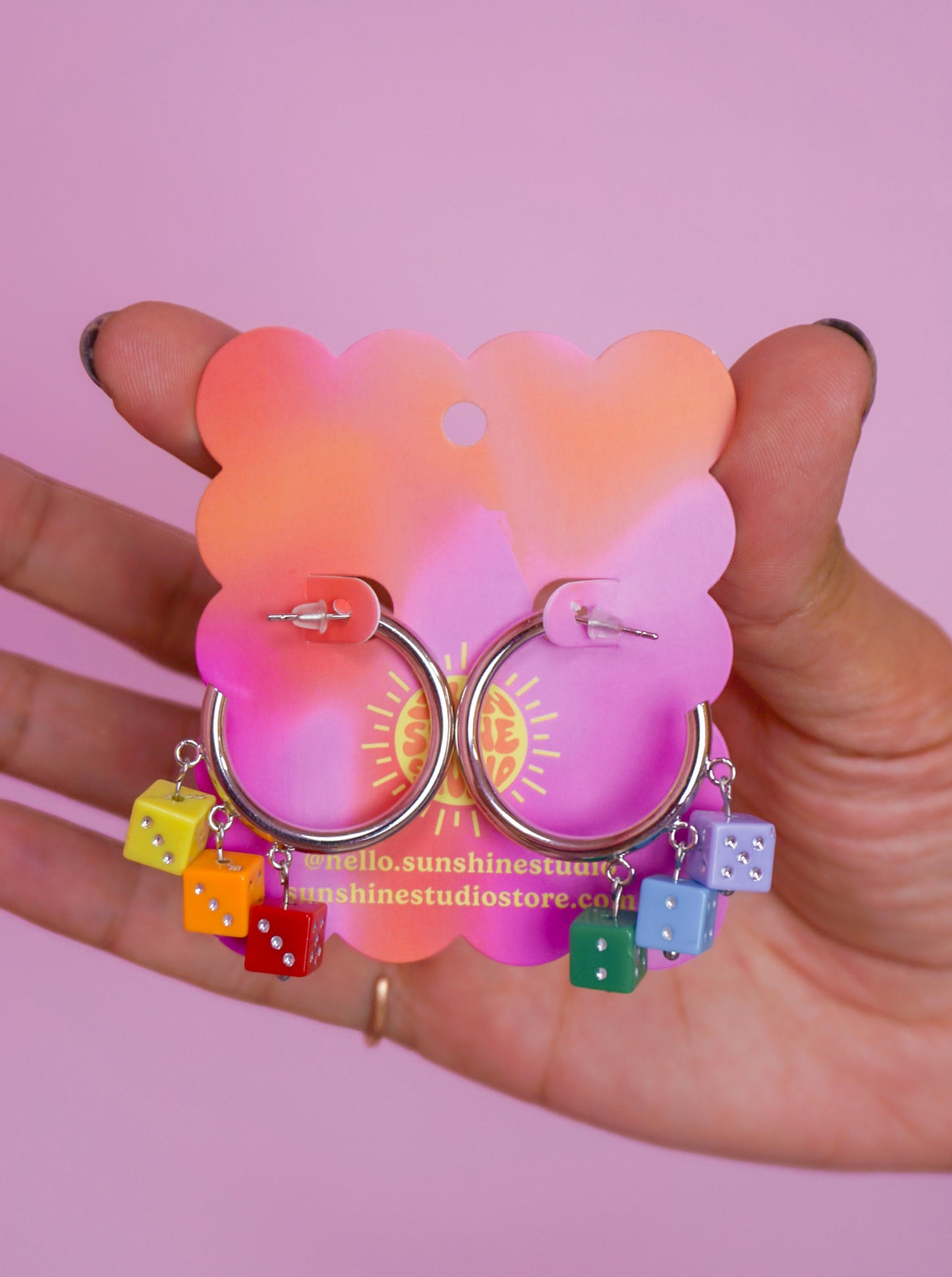 Roll the Dice Rainbow Hoop Earring