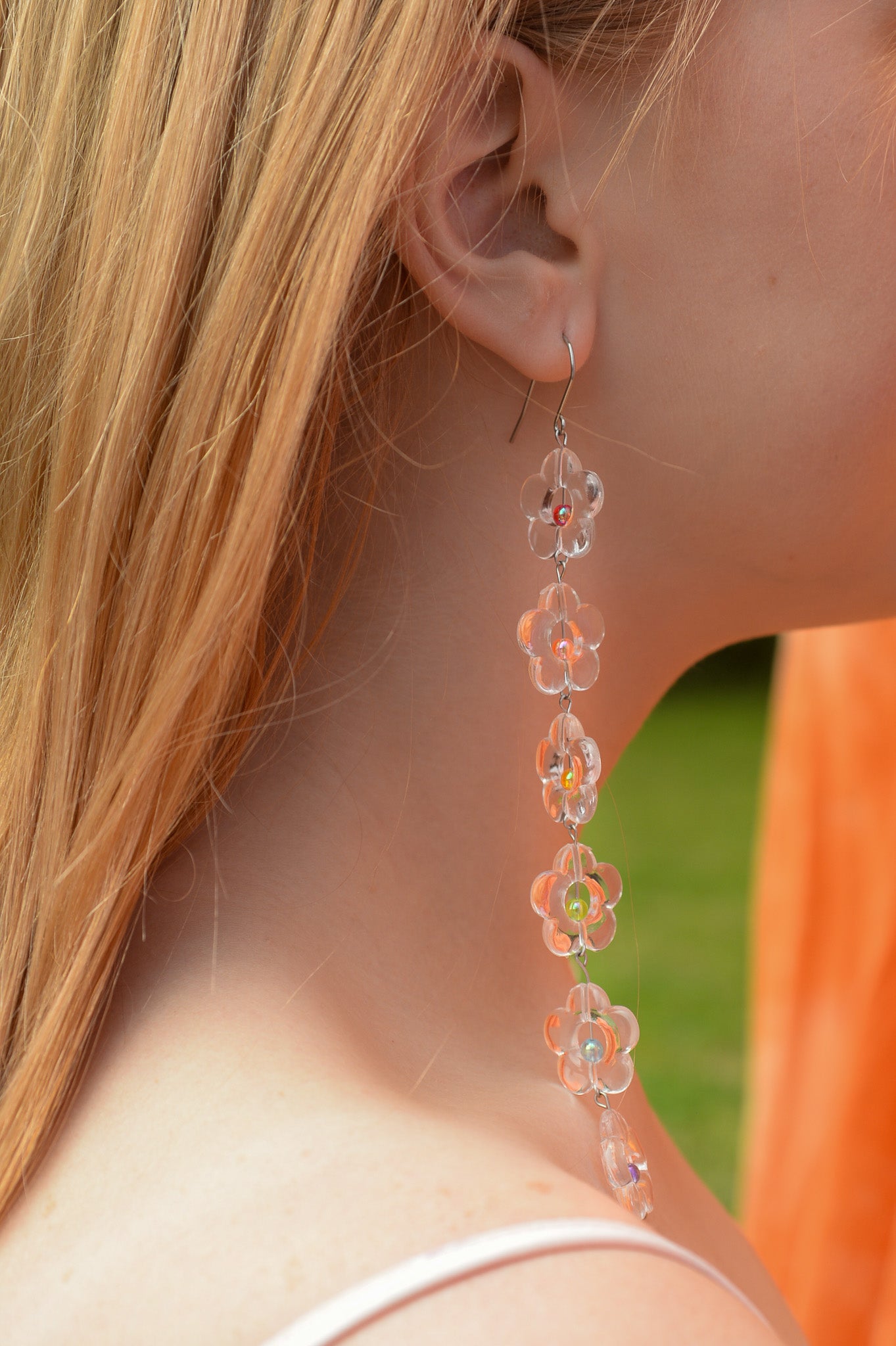 Clear Flower Rainbow Earrings