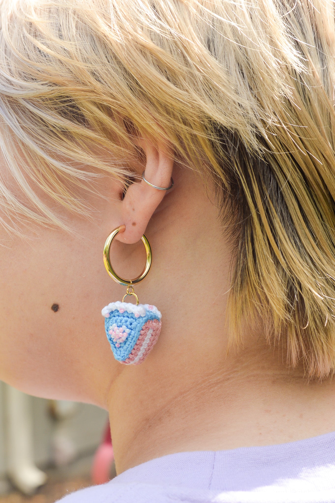 Slice of Cotton Candy Cake Earrings