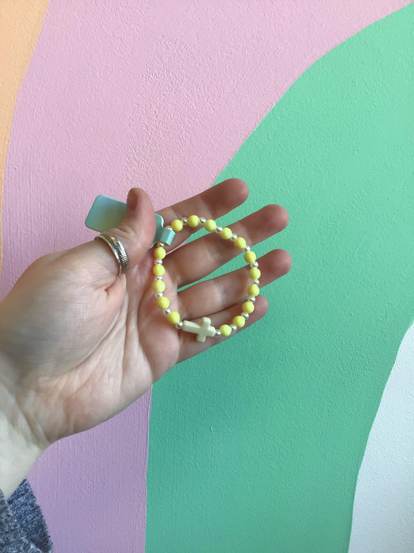 Pastel Cross Beaded Bracelet