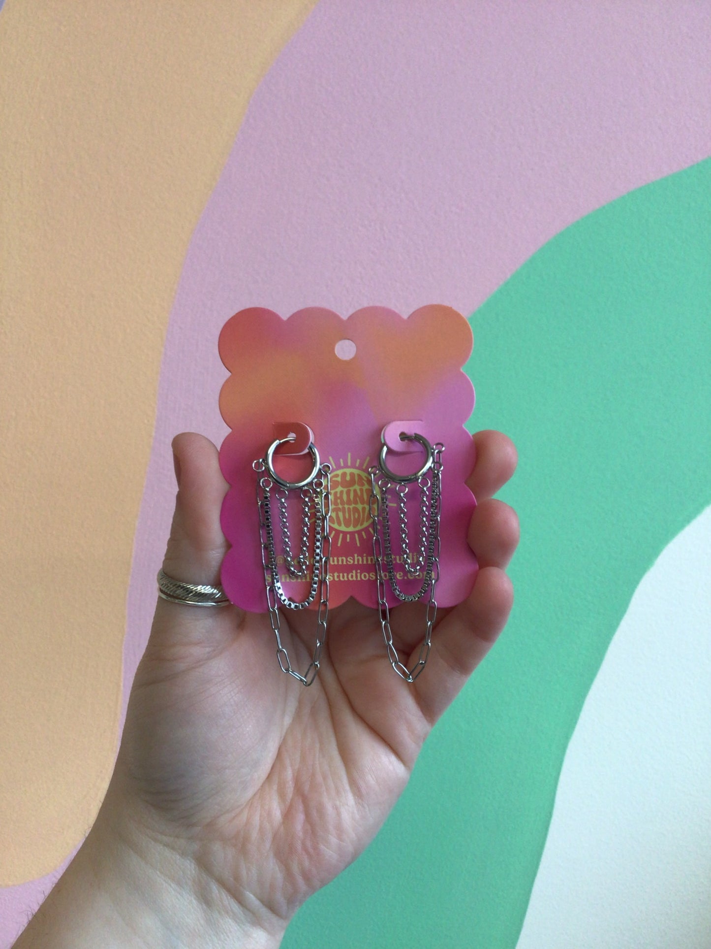 Chained Up Titanium Hoops