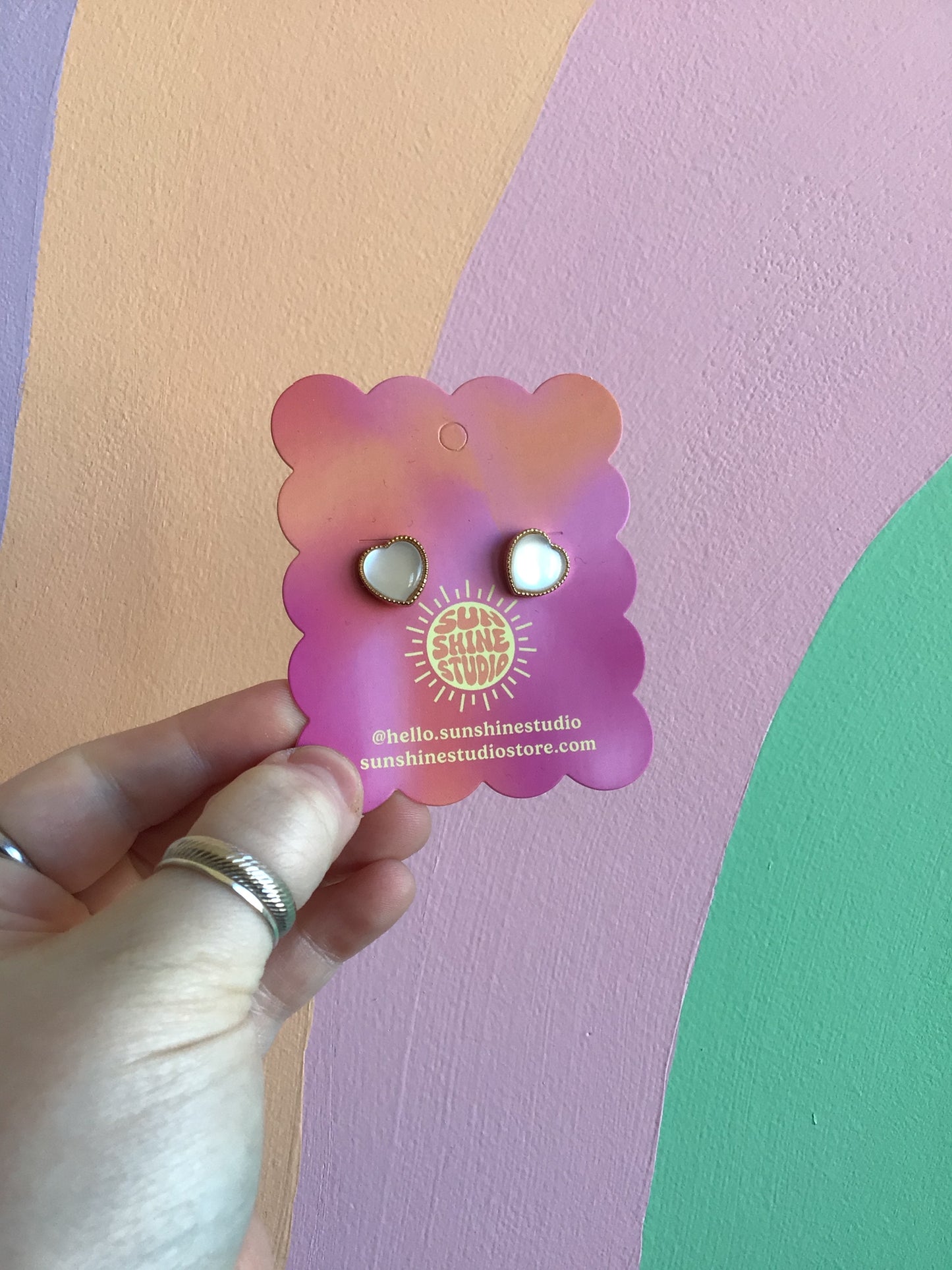 Pearlescent Heart Studs