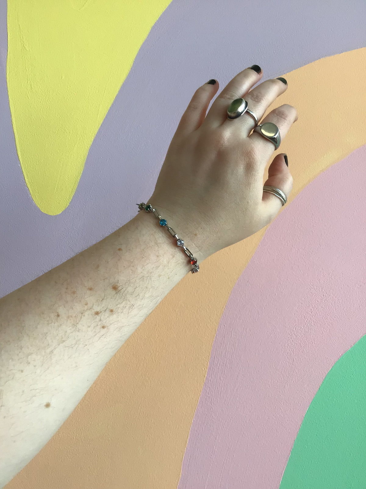 Rainbow Gem Titanium Bracelet