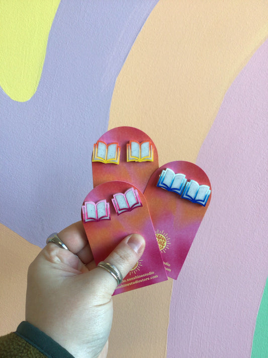 Ombré Clip On Book Earrings