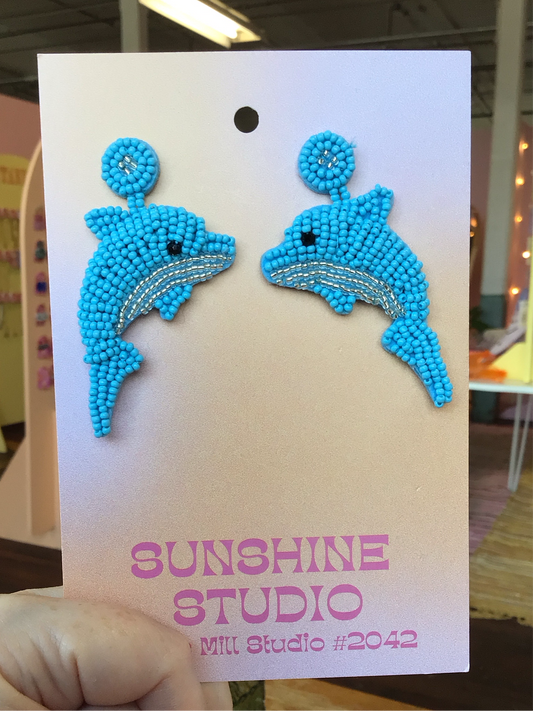 Beaded Dolphin earrings