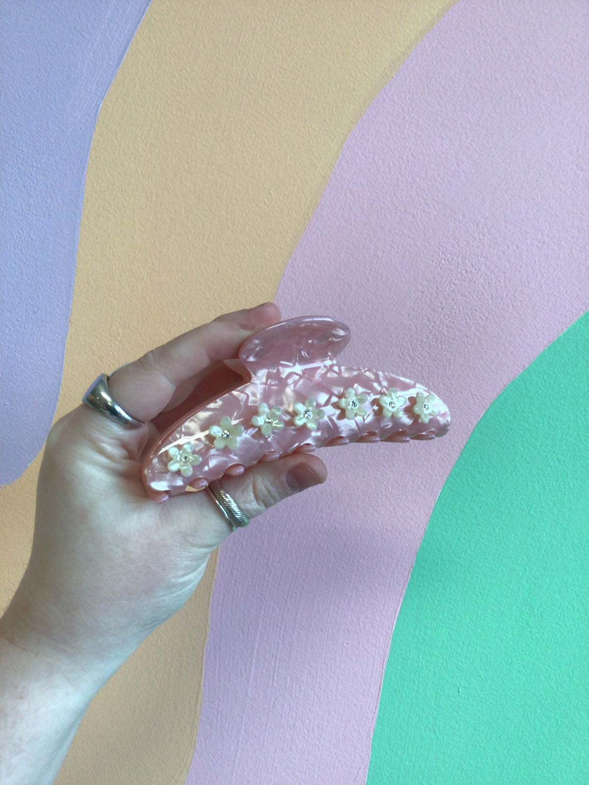 Appliqué Flower Hair Claws