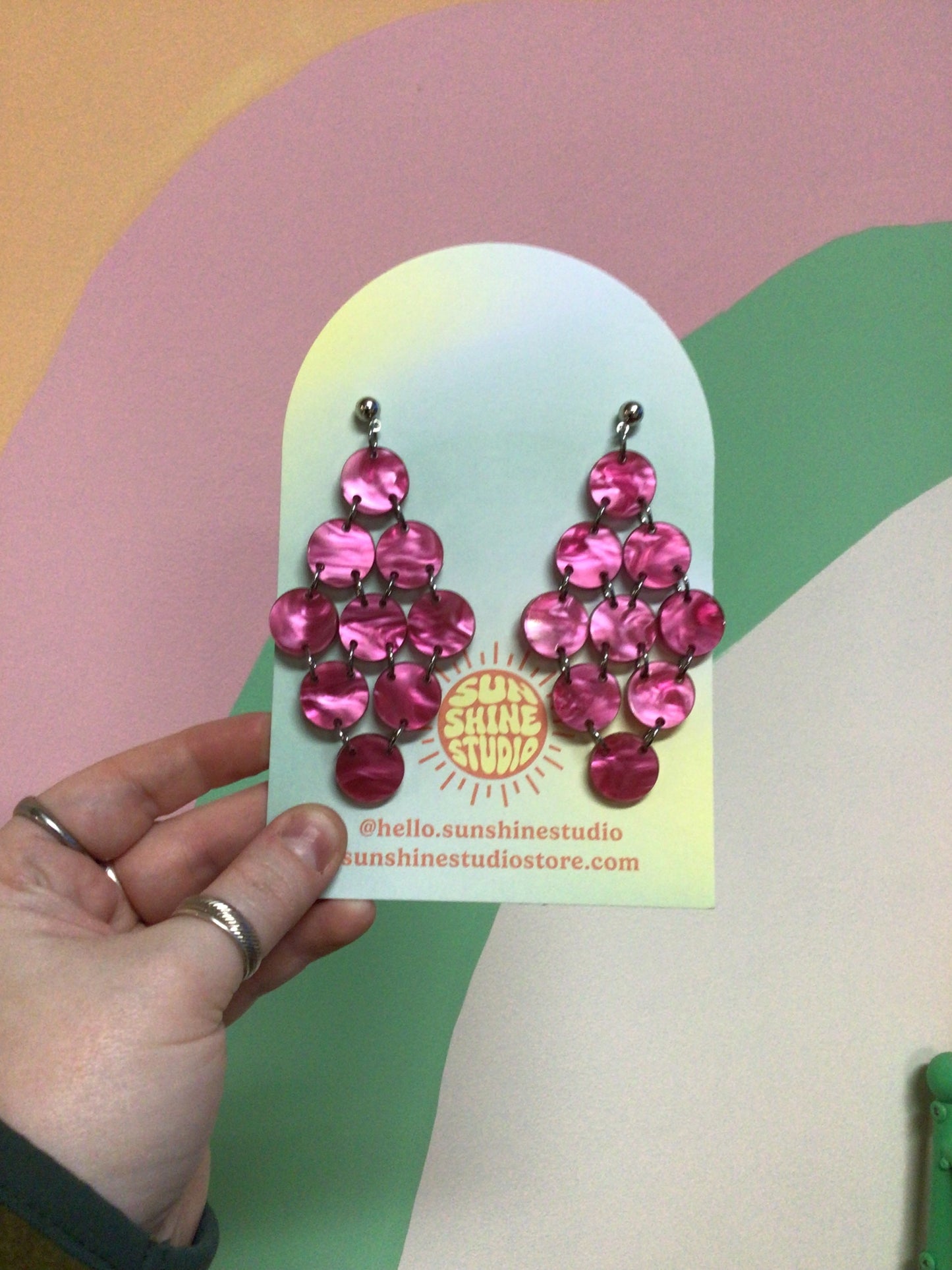 Dancing Medallion Statement Acrylic Earrings