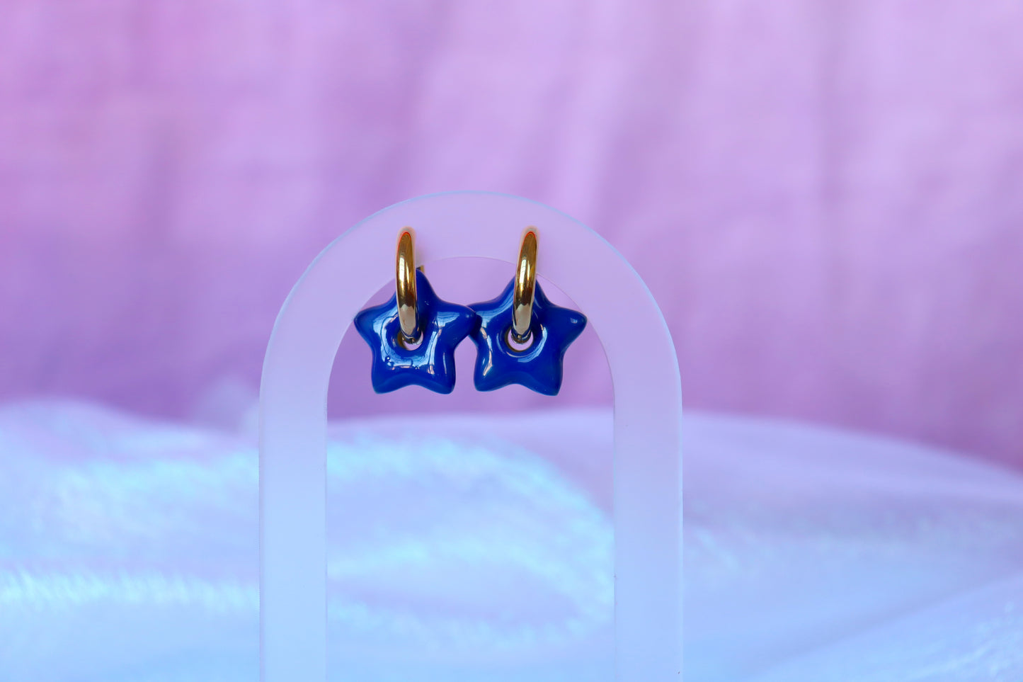 Midnight Blue Titanium Star Earrings