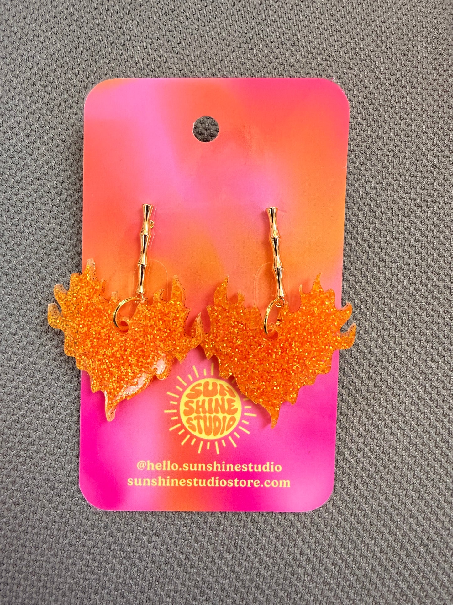 Fire Heart Dangle Earrings