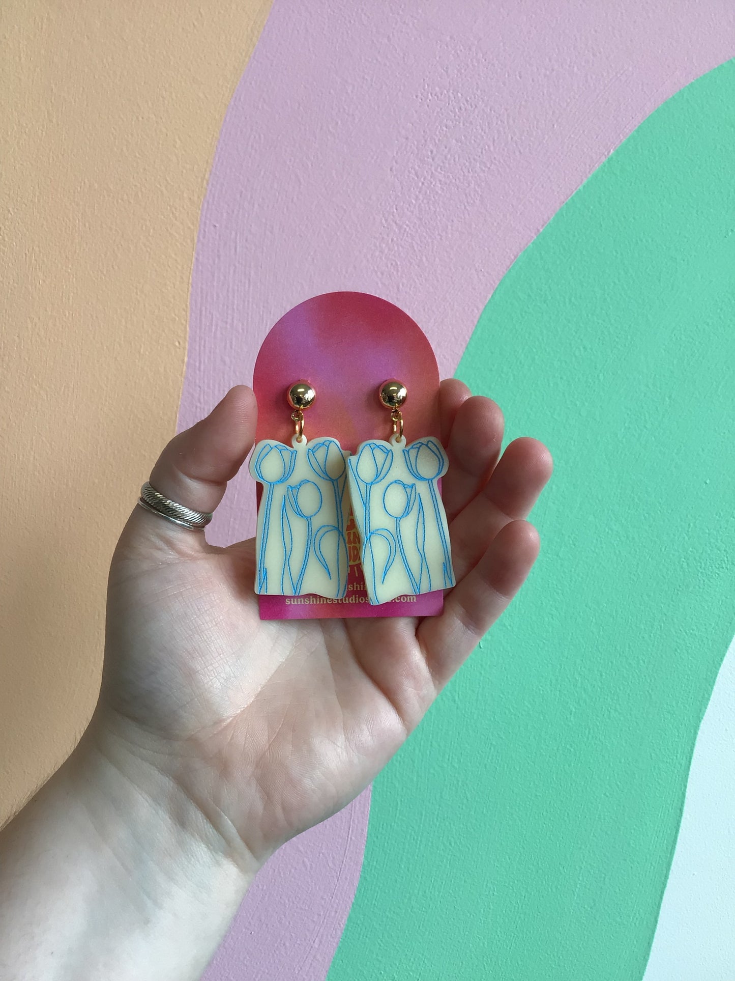 Painted Tulip Trio Earrings