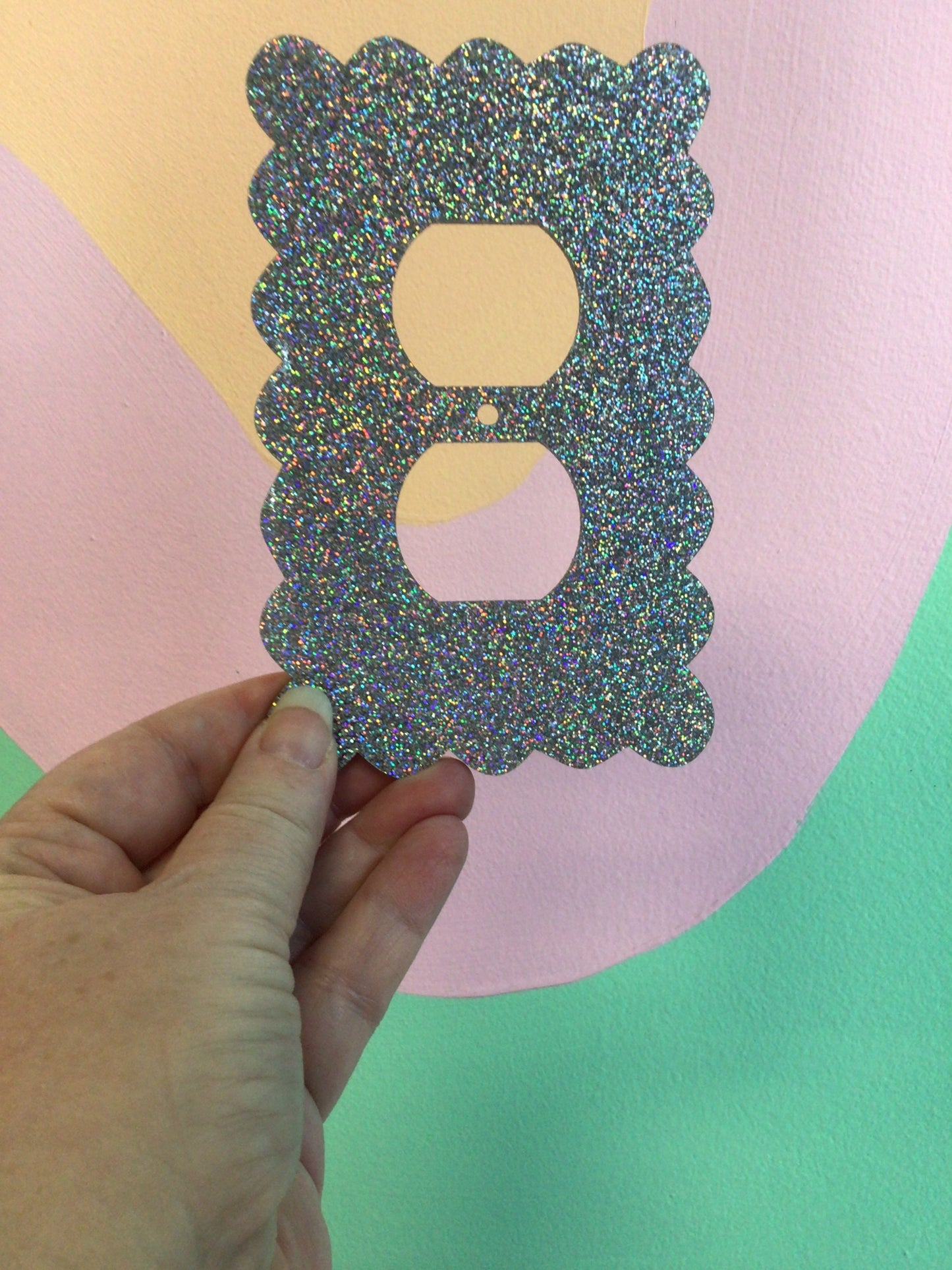 Silver Glitter Outlet Covers