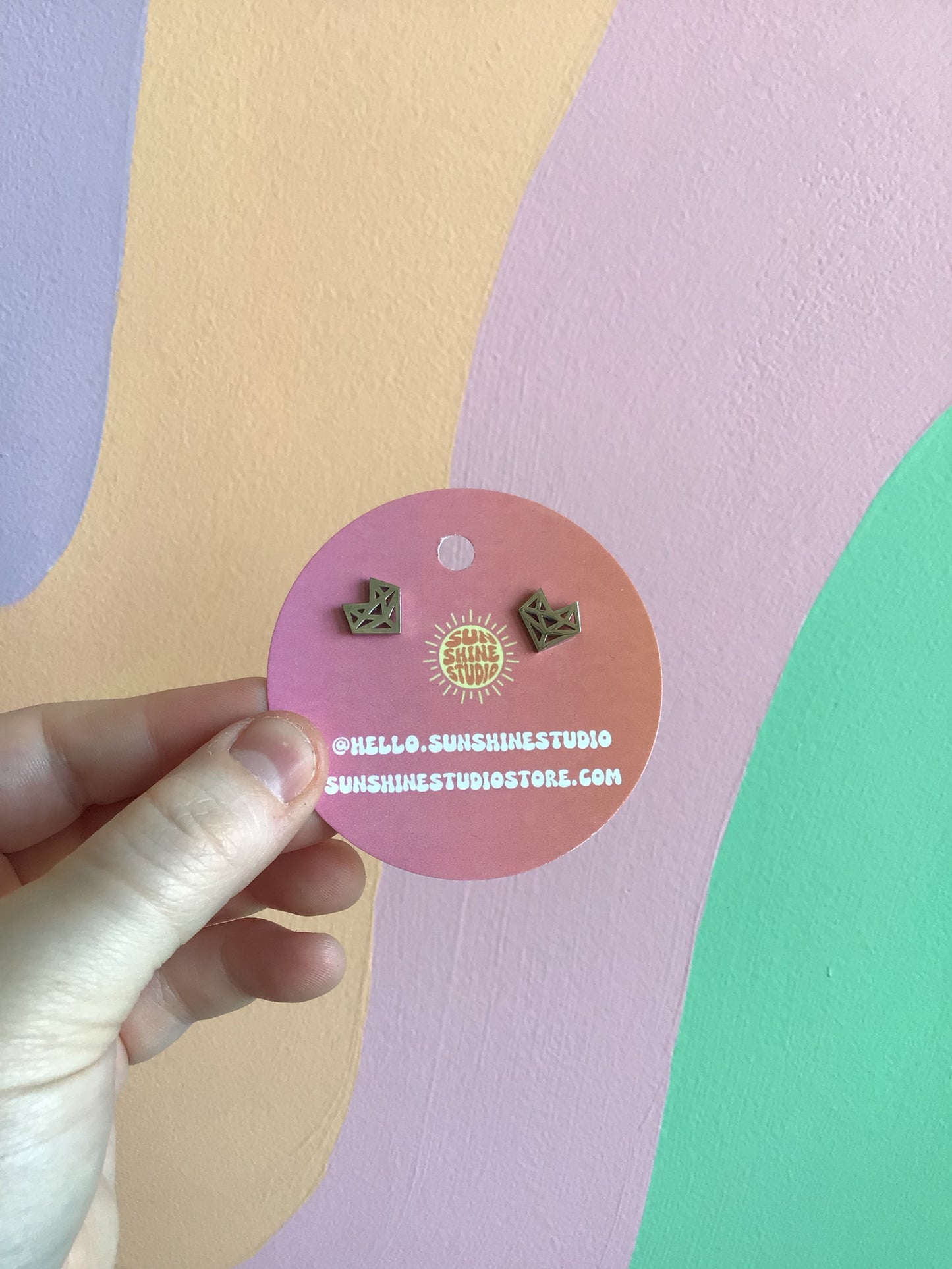 Tiny Geometric Heart Studs