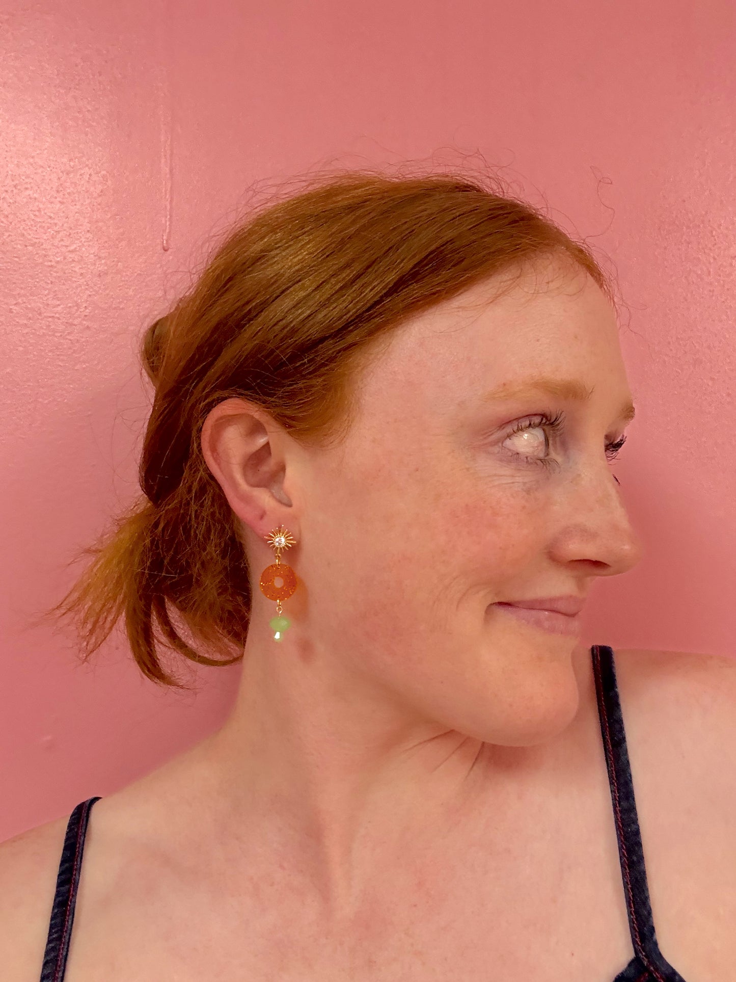 Orange Sparkly Album Dangle Earring