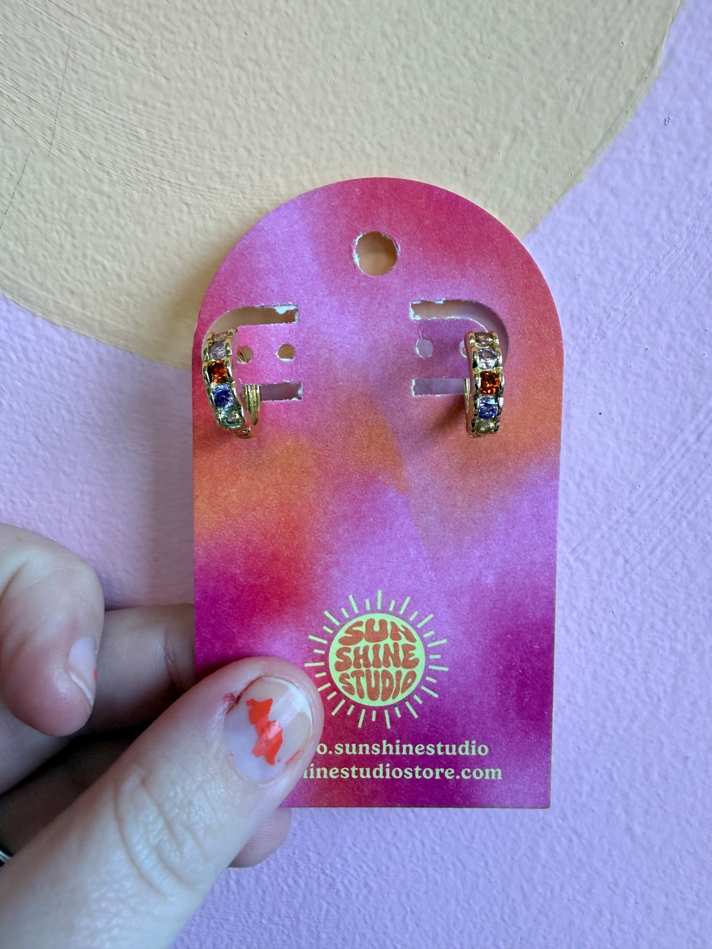 Colorful Scallop Gem Hoops