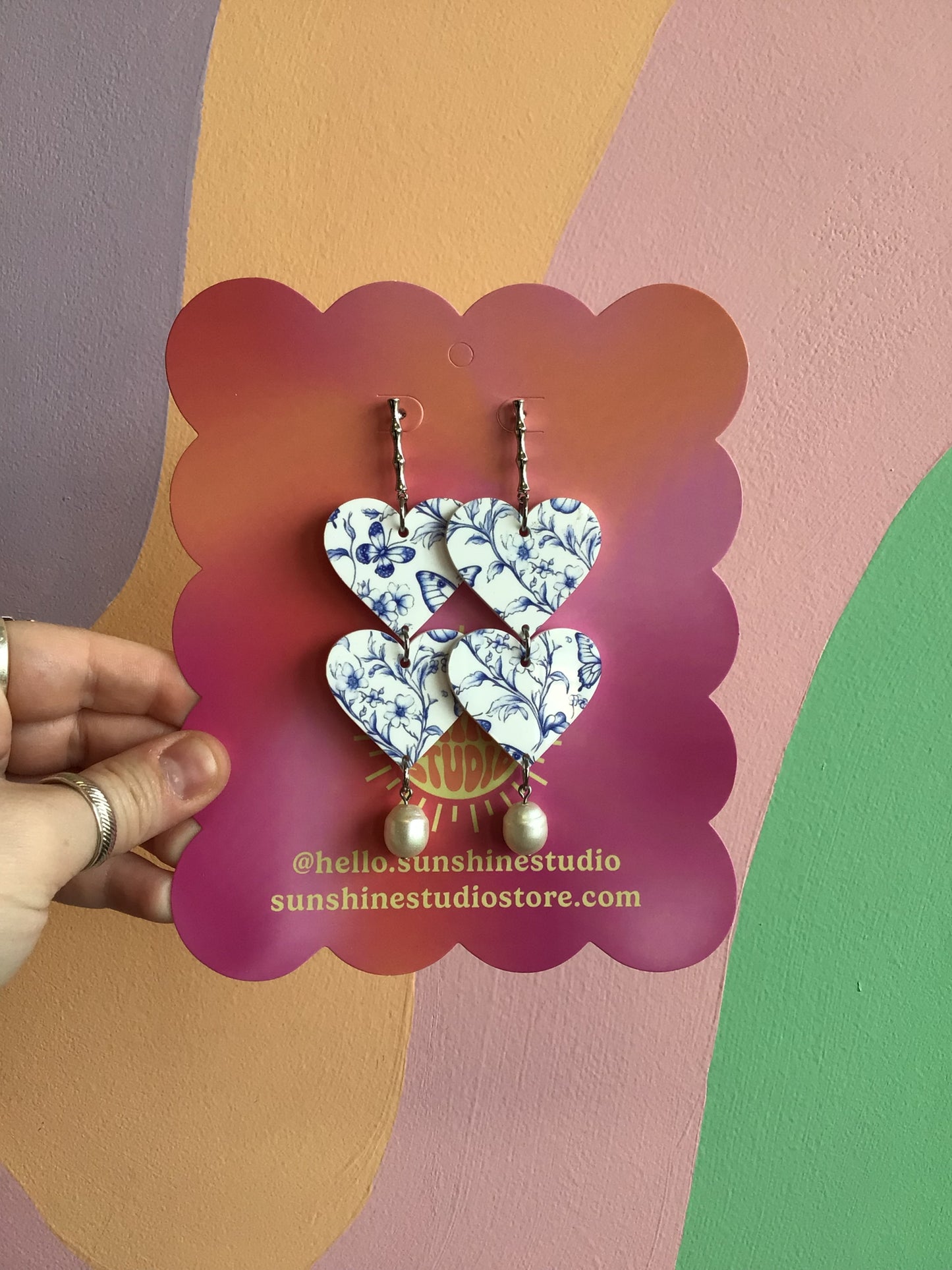 Printed Heart Dangles