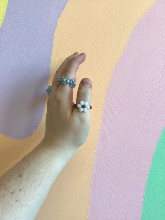 Beaded Flower Rings